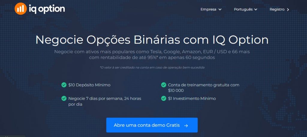 Plataforma de opções binárias da IQ Option